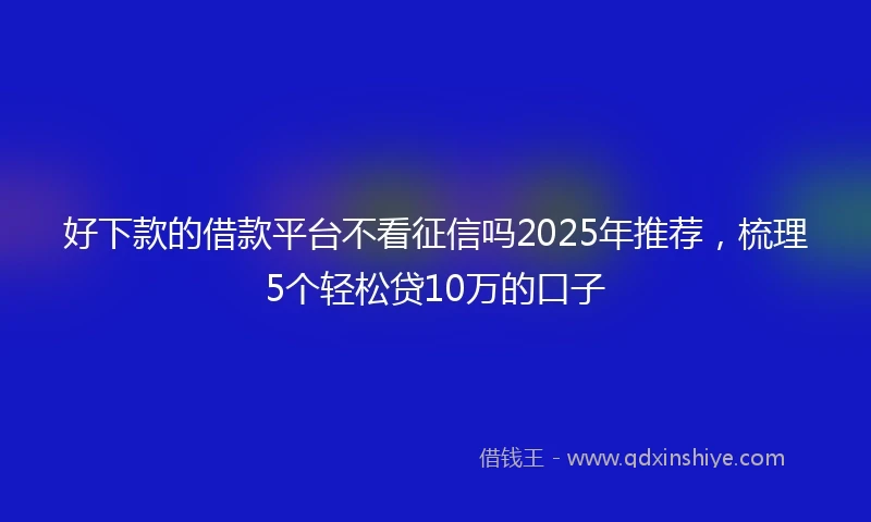 好下款的借款平台不看征信吗2025年推荐，梳理5个轻松贷10万的口子