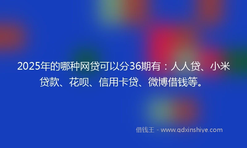 2025年的哪种网贷可以分36期有：人人贷、小米贷款、花呗、信用卡贷、微博借钱等。