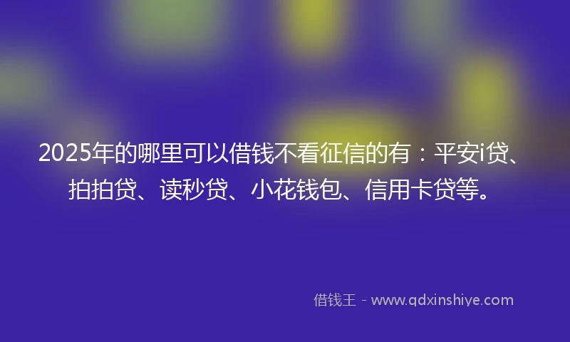 2025年的哪里可以借钱不看征信的有：平安i贷、拍拍贷、读秒贷、小花钱包、信用卡贷等。