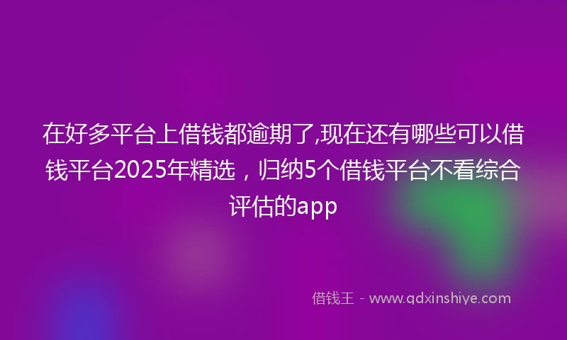 在好多平台上借钱都逾期了,现在还有哪些可以借钱平台2025年精选，归纳5个借钱平台不看综合评估的app