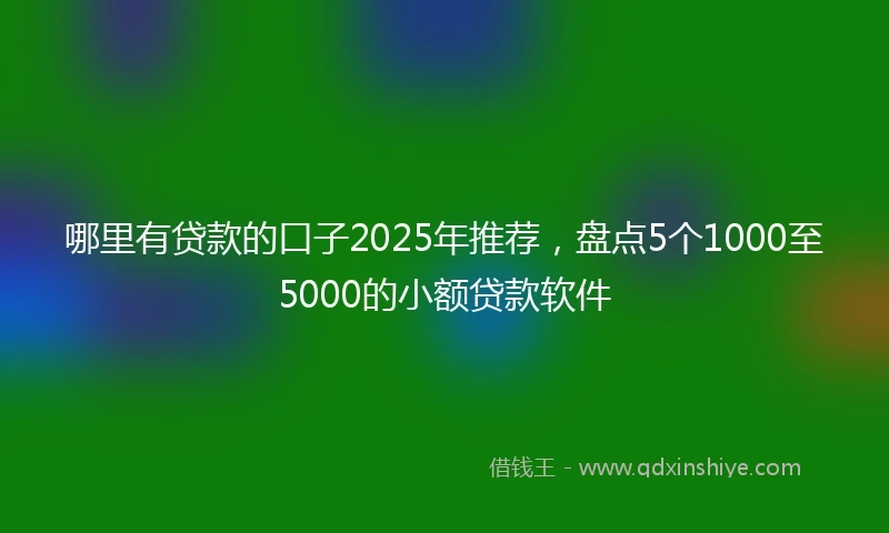 哪里有贷款的口子2025年推荐，盘点5个1000至5000的小额贷款软件