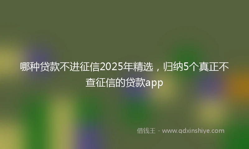 哪种贷款不进征信2025年精选，归纳5个真正不查征信的贷款app