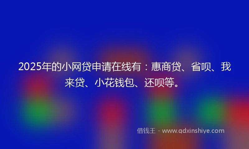 2025年的小网贷申请在线有：惠商贷、省呗、我来贷、小花钱包、还呗等。