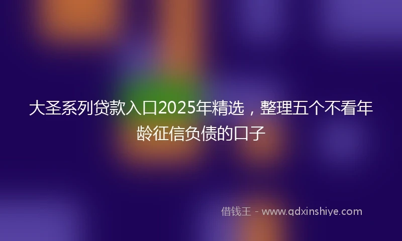大圣系列贷款入口2025年精选，整理五个不看年龄征信负债的口子