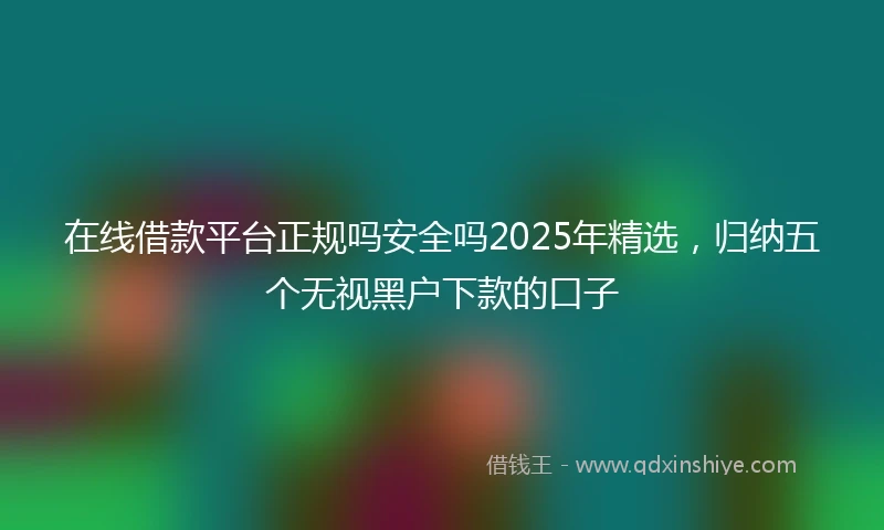 在线借款平台正规吗安全吗2025年精选，归纳五个无视黑户下款的口子