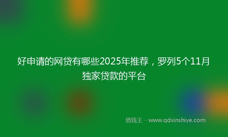 好申请的网贷有哪些2025年推荐，罗列5个11月独家贷款的平台