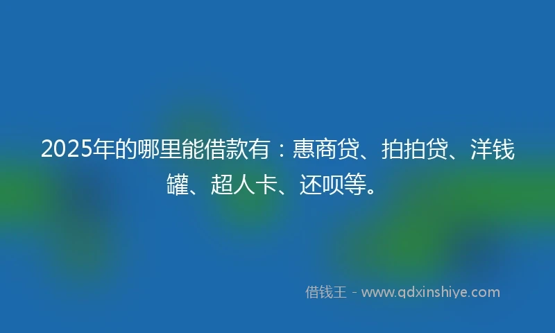 2025年的哪里能借款有：惠商贷、拍拍贷、洋钱罐、超人卡、还呗等。
