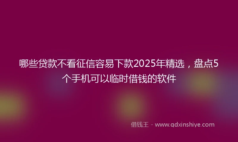 哪些贷款不看征信容易下款2025年精选，盘点5个手机可以临时借钱的软件