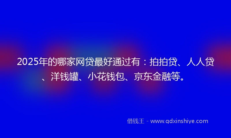 2025年的哪家网贷最好通过有：拍拍贷、人人贷、洋钱罐、小花钱包、京东金融等。
