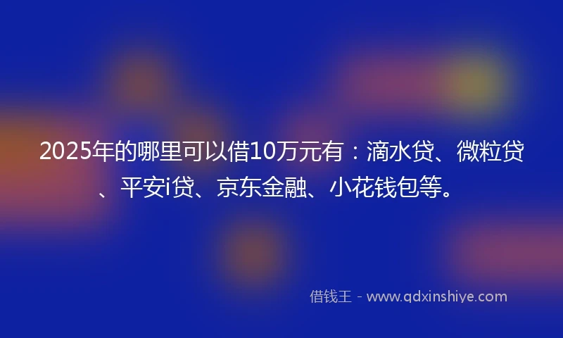2025年的哪里可以借10万元有：滴水贷、微粒贷、平安i贷、京东金融、小花钱包等。