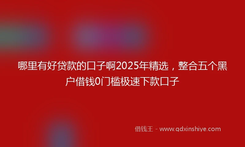 哪里有好贷款的口子啊2025年精选，整合五个黑户借钱0门槛极速下款口子