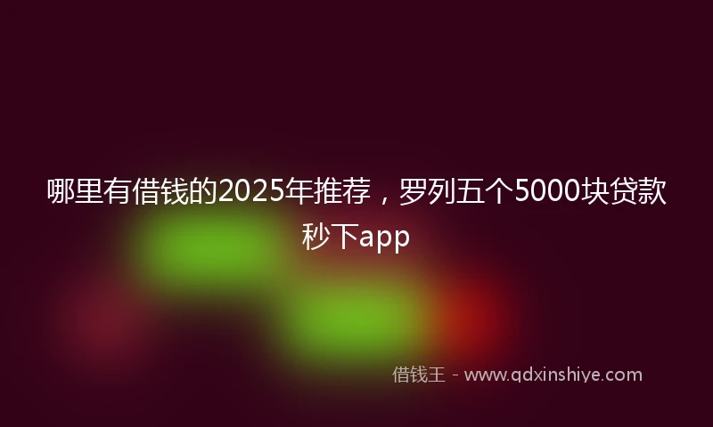 哪里有借钱的2025年推荐，罗列五个5000块贷款秒下app
