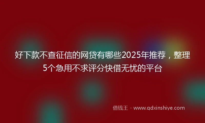 好下款不查征信的网贷有哪些2025年推荐，整理5个急用不求评分快借无忧的平台