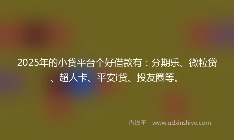 2025年的小贷平台个好借款有：分期乐、微粒贷、超人卡、平安i贷、投友圈等。