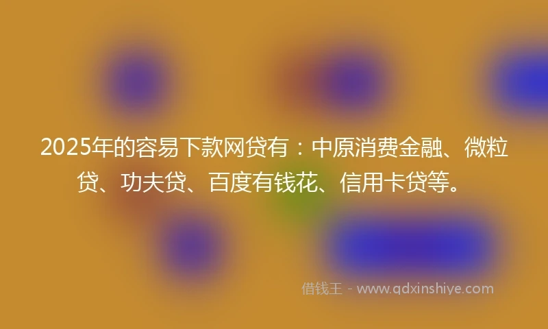 2025年的容易下款网贷有：中原消费金融、微粒贷、功夫贷、百度有钱花、信用卡贷等。