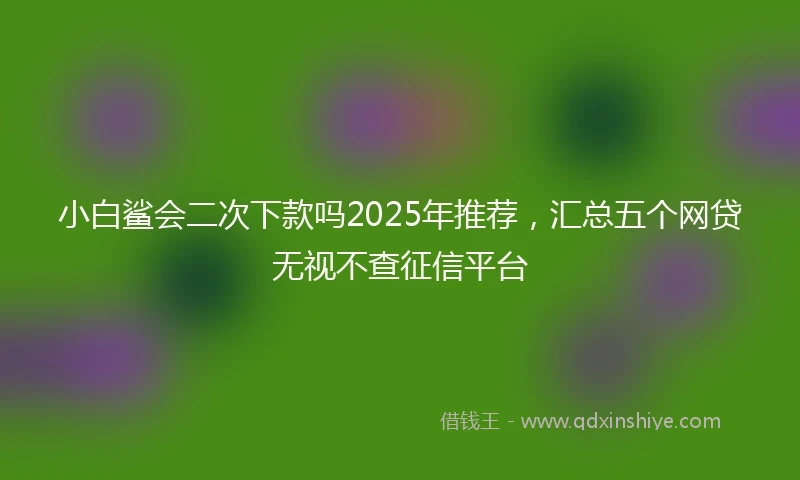 小白鲨会二次下款吗2025年推荐，汇总五个网贷无视不查征信平台