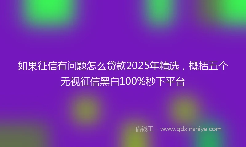 如果征信有问题怎么贷款2025年精选，概括五个无视征信黑白100%秒下平台