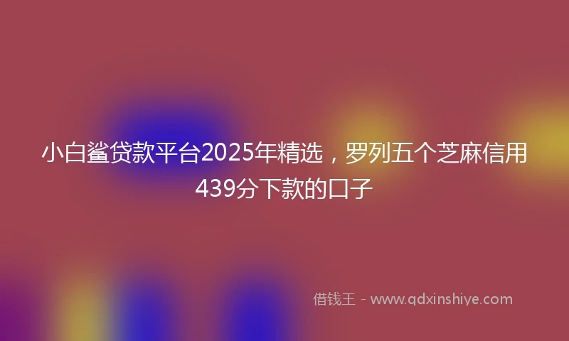 小白鲨贷款平台2025年精选，罗列五个芝麻信用439分下款的口子