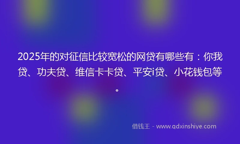 2025年的对征信比较宽松的网贷有哪些有：你我贷、功夫贷、维信卡卡贷、平安i贷、小花钱包等。