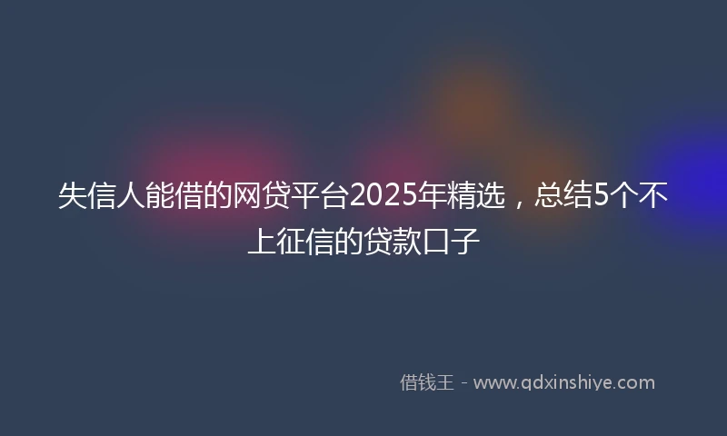 失信人能借的网贷平台2025年精选，总结5个不上征信的贷款口子
