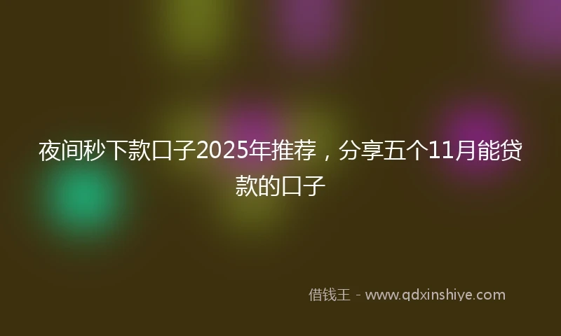 夜间秒下款口子2025年推荐，分享五个11月能贷款的口子