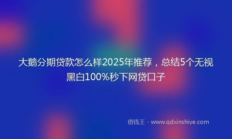 大鹅分期贷款怎么样2025年推荐，总结5个无视黑白100%秒下网贷口子