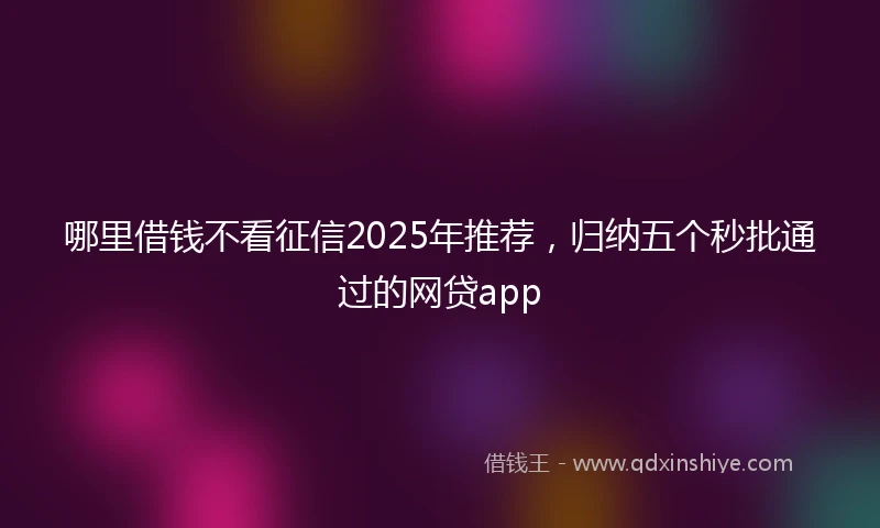 哪里借钱不看征信2025年推荐，归纳五个秒批通过的网贷app