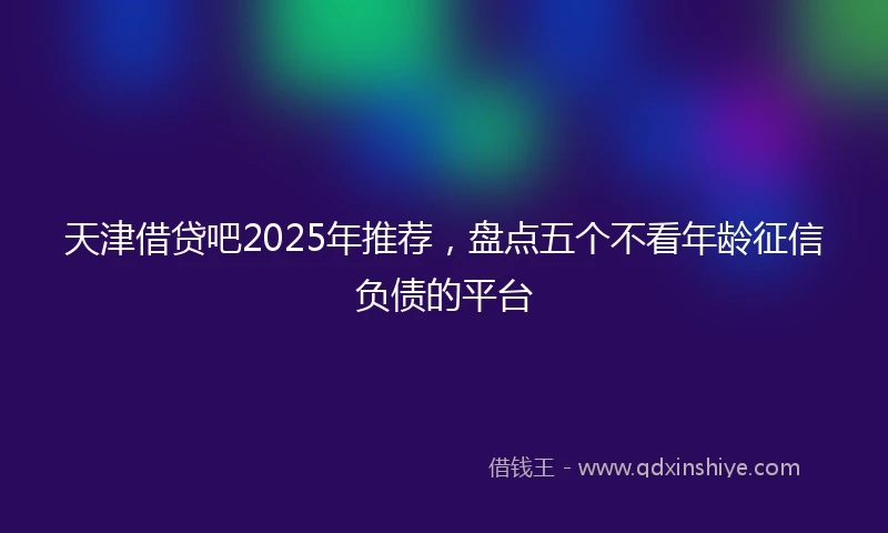 天津借贷吧2025年推荐，盘点五个不看年龄征信负债的平台