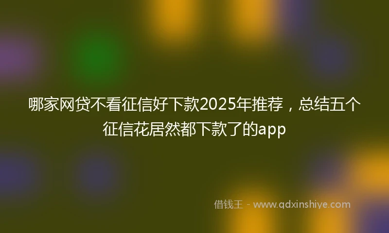 哪家网贷不看征信好下款2025年推荐，总结五个征信花居然都下款了的app