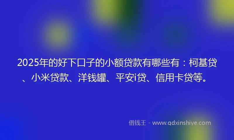 2025年的好下口子的小额贷款有哪些有：柯基贷、小米贷款、洋钱罐、平安i贷、信用卡贷等。
