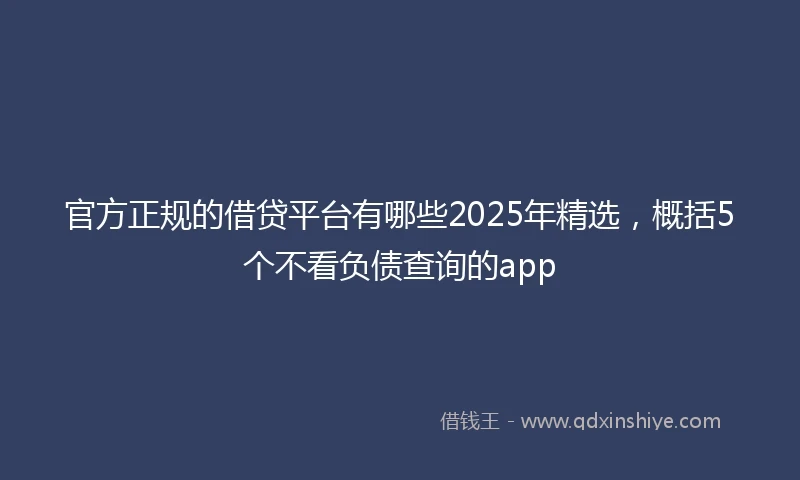 官方正规的借贷平台有哪些2025年精选，概括5个不看负债查询的app