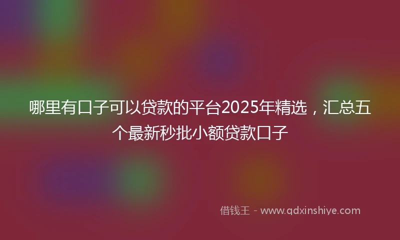 哪里有口子可以贷款的平台2025年精选，汇总五个最新秒批小额贷款口子