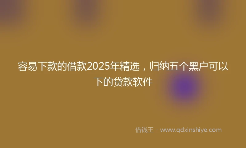 容易下款的借款2025年精选，归纳五个黑户可以下的贷款软件