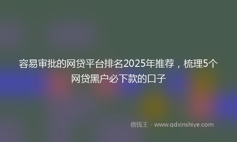 容易审批的网贷平台排名2025年推荐，梳理5个网贷黑户必下款的口子