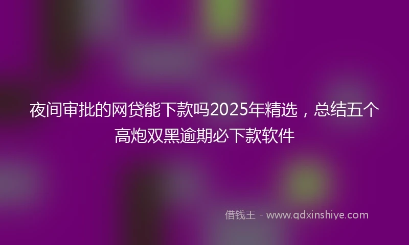 夜间审批的网贷能下款吗2025年精选，总结五个高炮双黑逾期必下款软件