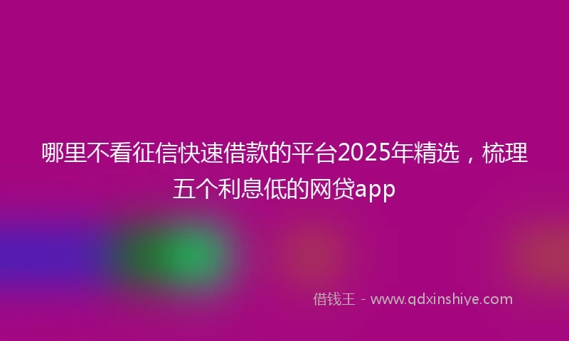 哪里不看征信快速借款的平台2025年精选，梳理五个利息低的网贷app