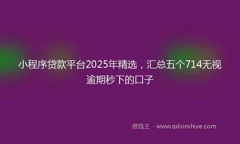 小程序贷款平台2025年精选，汇总五个714无视逾期秒下的口子