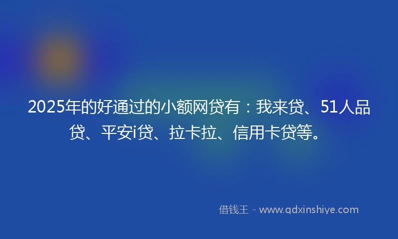 2025年的好通过的小额网贷有：我来贷、51人品贷、平安i贷、拉卡拉、信用卡贷等。