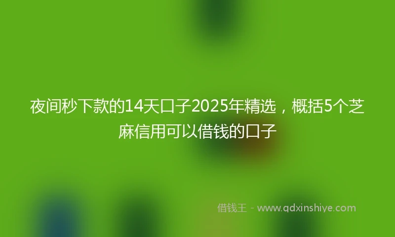夜间秒下款的14天口子2025年精选，概括5个芝麻信用可以借钱的口子