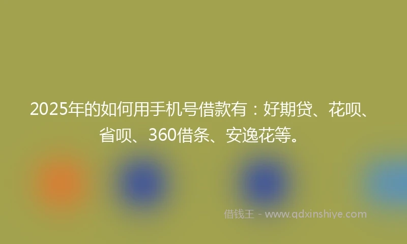 2025年的如何用手机号借款有：好期贷、花呗、省呗、360借条、安逸花等。