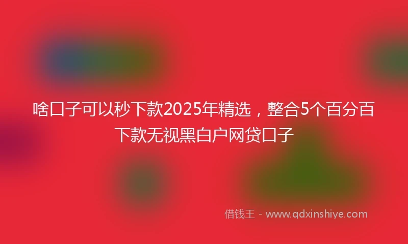 啥口子可以秒下款2025年精选，整合5个百分百下款无视黑白户网贷口子