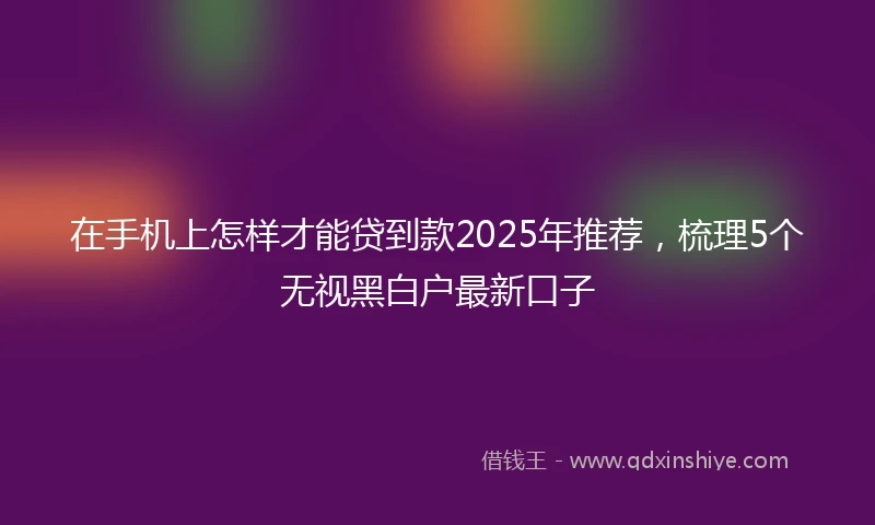 在手机上怎样才能贷到款2025年推荐，梳理5个无视黑白户最新口子