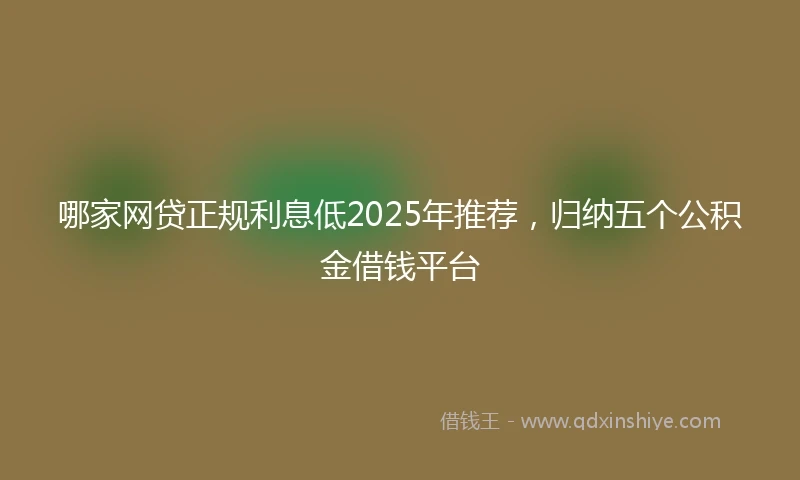 哪家网贷正规利息低2025年推荐，归纳五个公积金借钱平台