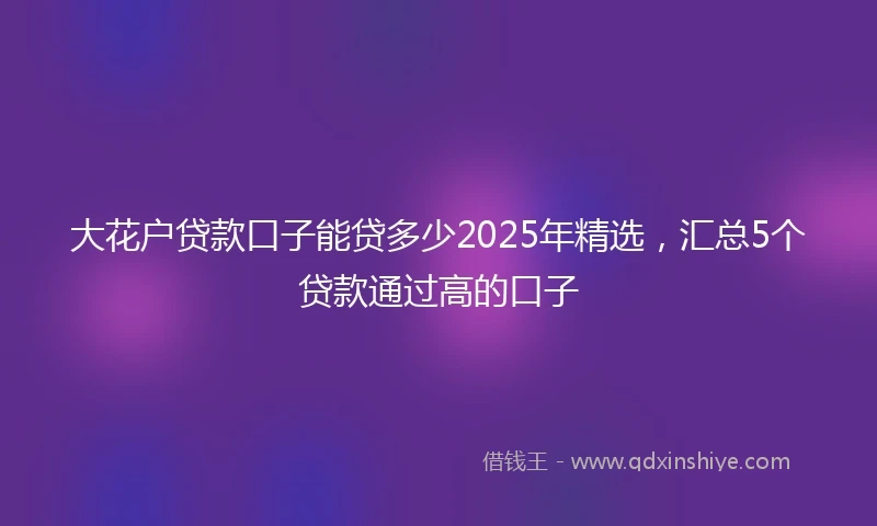 大花户贷款口子能贷多少2025年精选,汇总5个贷款通过高的口子