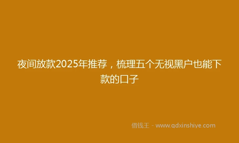 夜间放款2025年推荐，梳理五个无视黑户也能下款的口子