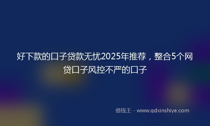 好下款的口子贷款无忧2025年推荐，整合5个网贷口子风控不严的口子