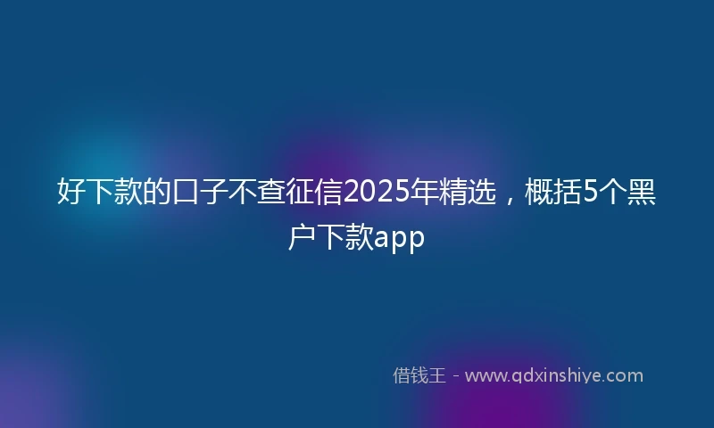 好下款的口子不查征信2025年精选，概括5个黑户下款app