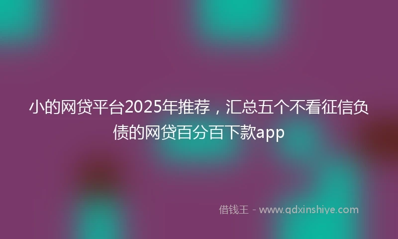 小的网贷平台2025年推荐，汇总五个不看征信负债的网贷百分百下款app