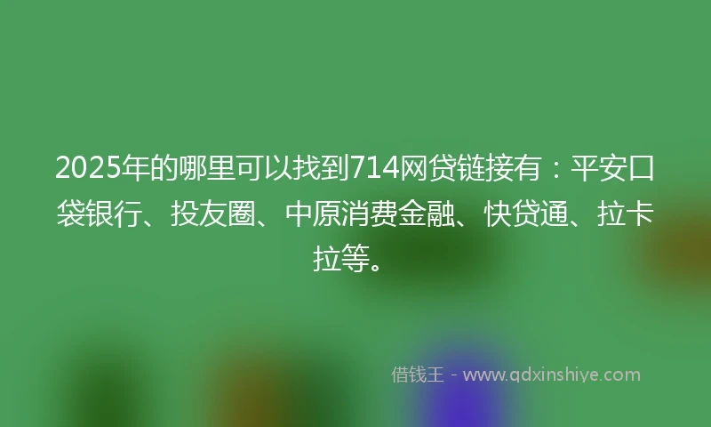 2025年的哪里可以找到714网贷链接有：平安口袋银行、投友圈、中原消费金融、快贷通、拉卡拉等。