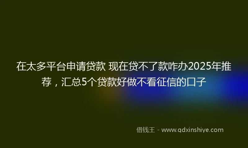 在太多平台申请贷款 现在贷不了款咋办2025年推荐，汇总5个贷款好做不看征信的口子